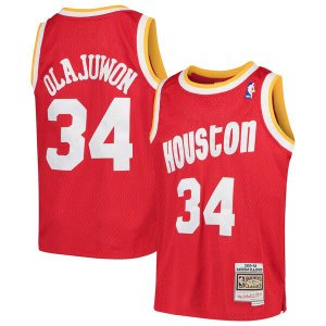 Camiseta Hakeem Olajuwon 34 Houston Rockets Swingman Rojo Nino